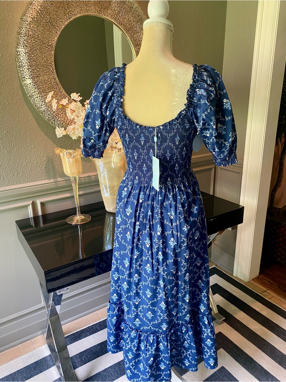 NWT Hill House Home Louisa Nap Dress Navy Trellis - Picture 6 of 11
